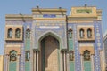 Facade with mosaic tilework of Ali bin Abi Talib Iranian Shia Mosque in Bur Dubai, the old city, United Arab Emirates