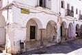 Facade of Mudejar houses in Plaza Alta in Badajoz (Spain