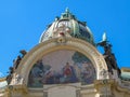 The facade of the Municipal House in Prague, Czech Republic. Royalty Free Stock Photo