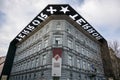 The facade of the museum House of Terror in Budapest Royalty Free Stock Photo