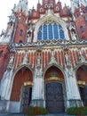 The facade of the Neo Gothic architecture style St. Joseph`s Church in Krakow, Poland