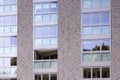 Facade of new apartment building. External view of modern complex of new apartment residential buildings. Street external view Royalty Free Stock Photo