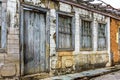 Facade of old abandoned house, in ruins Royalty Free Stock Photo