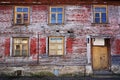 Facade of an old abandoned wooden house Royalty Free Stock Photo