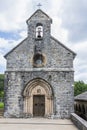 Facade of the church of Santiago in Roncesvalles. Navarre Spain