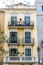 Facade of an old apartment building in the Eixample, Barcelona, Catalonia, Spain Royalty Free Stock Photo