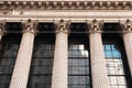 facade old building with columns new york exchange. High quality photo Royalty Free Stock Photo