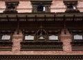 Facade of an old building in Kathmandu decorated with Newari wood carving