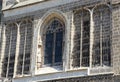 Facade of an old church, with chains pending