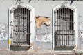 Facade of old colonial type houses in La Pastora Caracas Venezuela