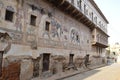 The facade of an old haveli, the traditional indian townhouse in Mandawa, India Royalty Free Stock Photo