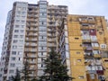 Facade of an old high-rise building. Houses in Batumi. Georgian architecture. Needs renovation. Housing for the poor