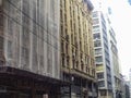 Facade of old historic buildings of Sao Bento street in Sao Paulo city downtown, close to Pateo do Colegio.