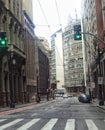 Facade of old historic buildings of Sao Bento street in Sao Paulo city downtown, close to Pateo do Colegio.