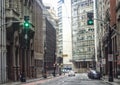 Facade of old historic buildings of Sao Bento street in Sao Paulo city downtown, close to Pateo do Colegio.