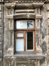 Facade of the old house the old town old window