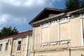 Facade of old house in rural city horizontal photo closeup Royalty Free Stock Photo