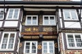 Facade of an old medieval house in Hamelin, Germany