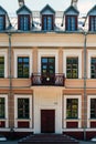 Facade of an old red brick building Royalty Free Stock Photo