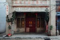 Facade of the old shophouse building, Penang, Malaysia Royalty Free Stock Photo