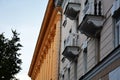 Facade of of old Stalinist architecture residential building. Kirov street Royalty Free Stock Photo