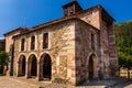 Facade of old stone Church of San Roque. Carmona, Cantabria, Spain