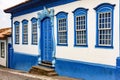 Facade of old street and houses in colonial style Royalty Free Stock Photo