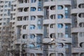 Facade of an old stylish apartment building from the 80`s Royalty Free Stock Photo