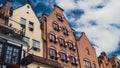 Facade of an old tenement building in Gdansk, Pomerania, Pola