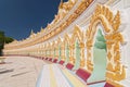 Facade of the old Umin Thounzeh, Umin Thonse or U Min Thonze Pagoda, Sagaing Hills near Mandalay, Myanmar Royalty Free Stock Photo