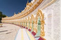 Facade of the old Umin Thounzeh, Umin Thonse or U Min Thonze Pagoda, Sagaing Hills near Mandalay, Myanmar Royalty Free Stock Photo