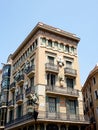 Facade of one of the beautiful houses on La Rambla in Barcelona Royalty Free Stock Photo