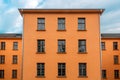 Facade of orange industrial building