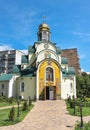 Facade of Orthodox Church decorated with icons and mosaics. Vyshgorod, Kyiv region