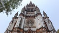 Facade of the Our Lady of Lourdes Church in Trichy, Tamil Nadu