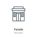 Facade outline vector icon. Thin line black facade icon, flat vector simple element illustration from editable real estate concept Royalty Free Stock Photo