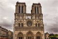 Facade Overcast Notre Dame Cathedral Paris France Royalty Free Stock Photo
