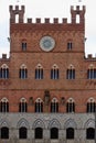 Facade Palazzo Pubblico Town Hall, Siena, Italy, night Royalty Free Stock Photo
