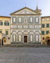 Facade of the parish church of Sant`Andrea in Piazza Farinata degli Uberti, historic center of Empoli, Florence, Italy