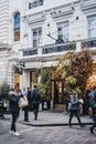 Facade of Petersham Nurseries in Covent Garden, London, UK, people walk past Royalty Free Stock Photo