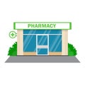 Facade pharmacy store with a signboard