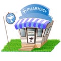 Facade of pharmacy store in urban space Royalty Free Stock Photo