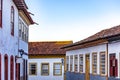 Facade of preserved colonial-style houses