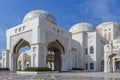 The facade of Presidential Palace Qasr Al Watan, made from white granite