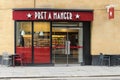 Facade of Pret A Manger shop on Old Broad Street City of London