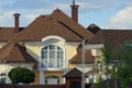 Facade of a private house with a white open balcony Royalty Free Stock Photo