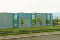 Facade of the production building of the Richter-aluminium company with the logo.