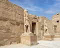 The facade or pylon of the temple of Ramesses III within ghe first court of the Temple of Amun in the Karnak temple complex.