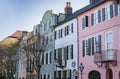 Facade of the Rainbow Row Charleston South Carolina Royalty Free Stock Photo