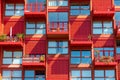 Facade of a red apartment house Royalty Free Stock Photo